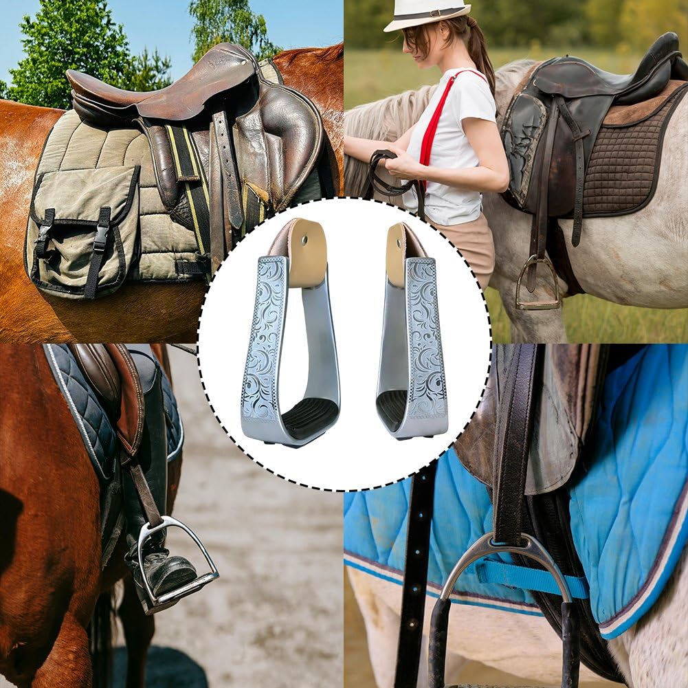 Un Par De Estribos para Montar a Caballo con Almohadilla De Goma Antideslizante. Estribos De Seguridad para Rodillas Y Tobillos. Alivio del Dolor Y Tensión Montar a Caballo.