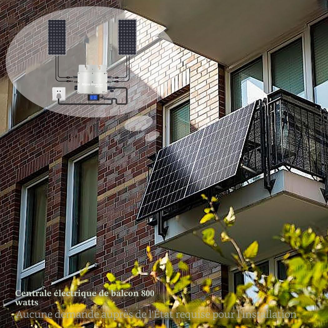 Y&H Micro-onduleur couplé au réseau 800W étanche IP65 MPPT DC30-42V PV Entrée AC180-260V Sortie pour Panneaux solaires 30V 36V