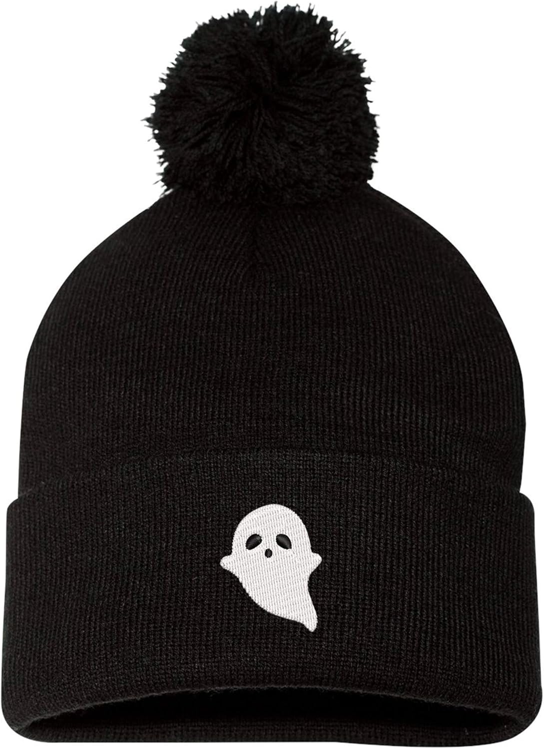 Halloween Embroidered Ghost Thick and Warm Skull Cap Cuffed Beanie Men Women Kids