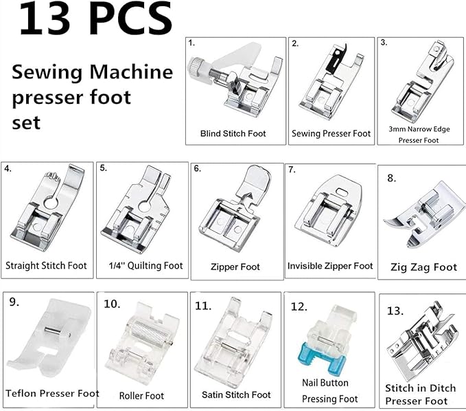Set de 13 Pies Prensatel para Máquina de Coser Doméstica miniatura 2