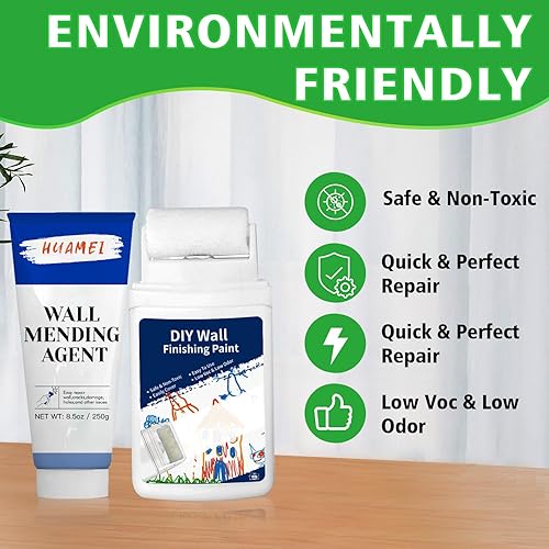 Miniatura 7 de HuaMei - Kit de reparación de paneles de yeso, kit de reparación de pared con raspador, agente reparador de pared, cepillo de rodillo pequeño,