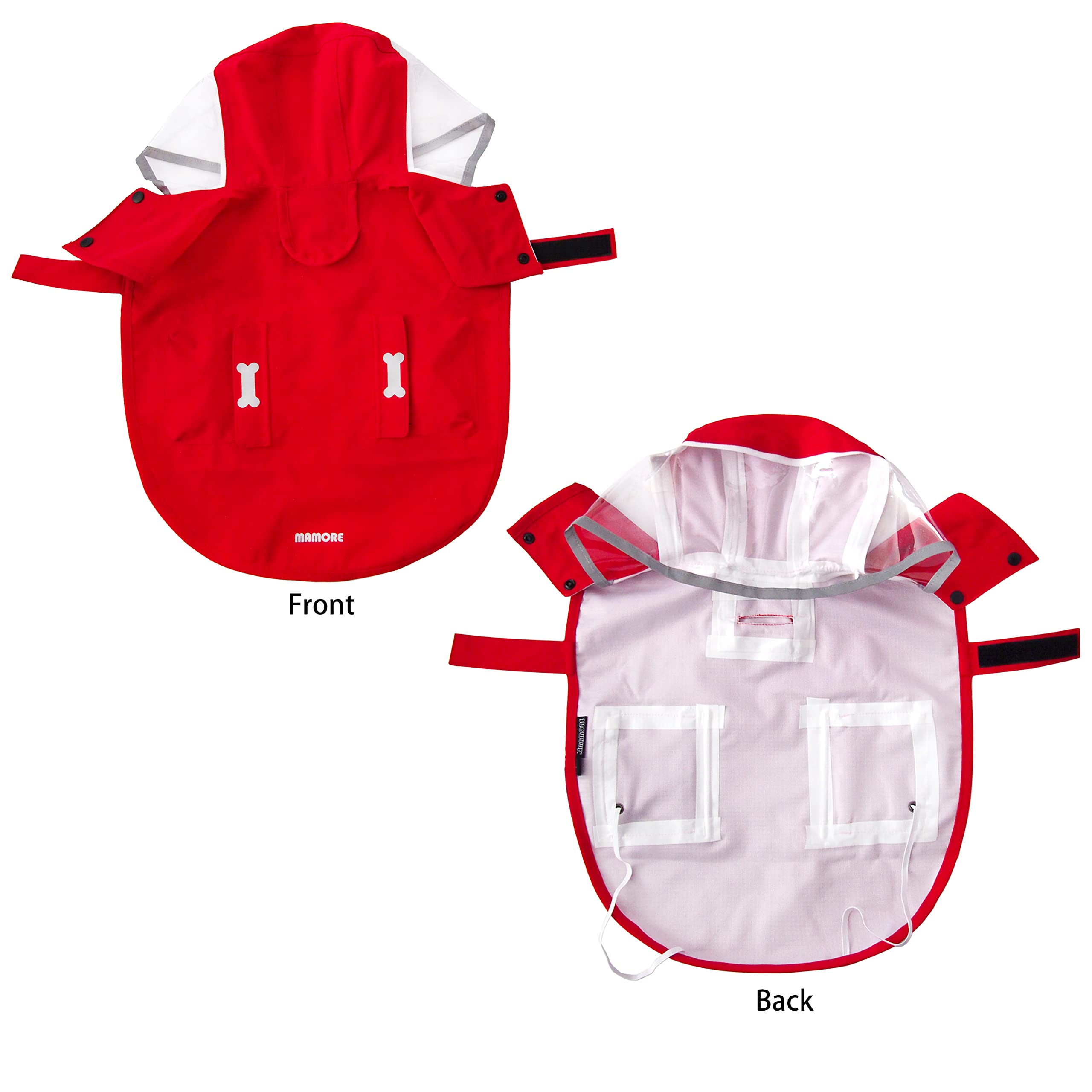 Impermeable para Perro, Poncho de Lluvia Impermeable con Capucha, Chaqueta de Lluvia Ajustable para Mascotas con Agujero para Correa para Perros pequeños, medianos y Grandes (Rojo, Grande)