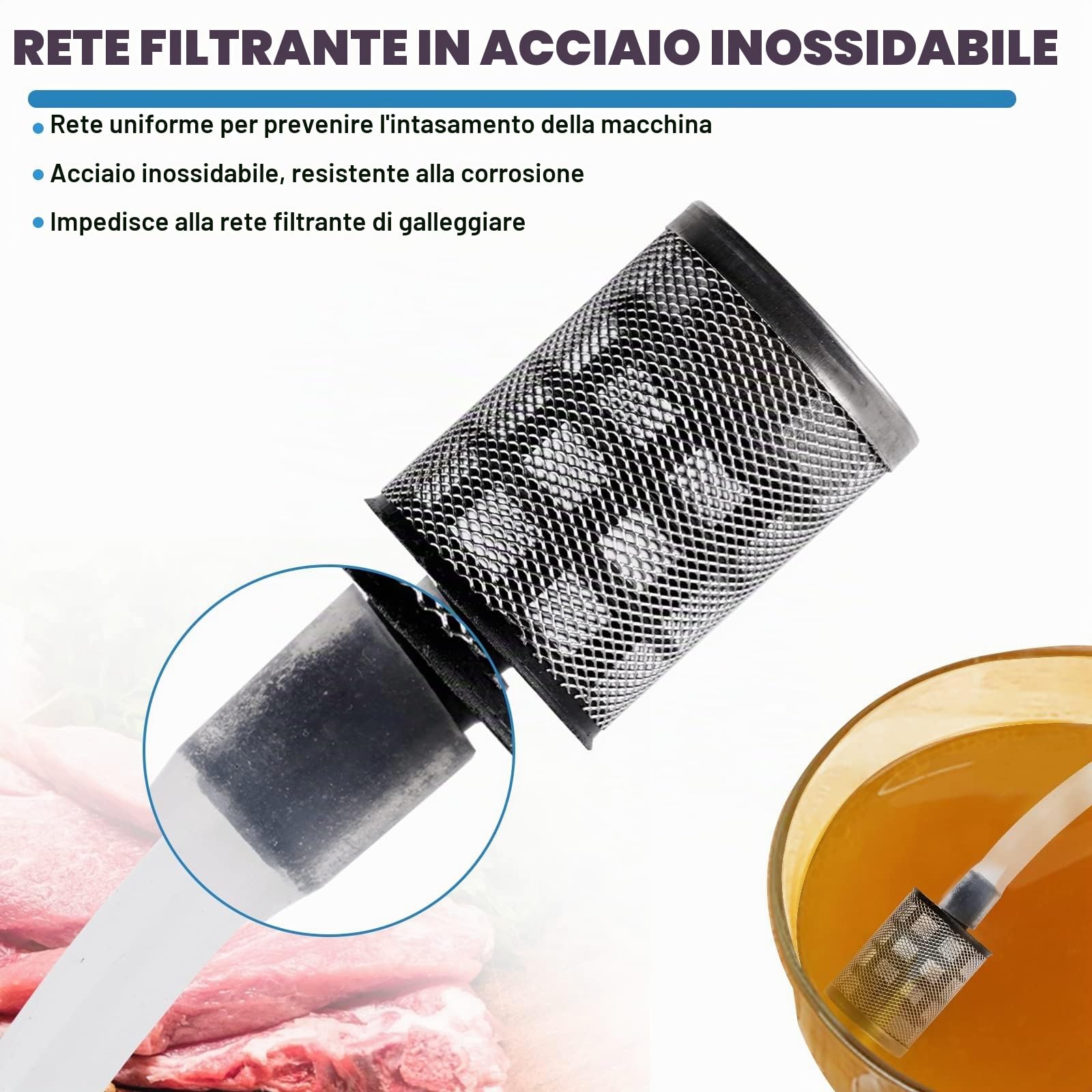 MXBAOHENG Siringa per Carne Pompa con 10 Aghi Elettrica per Pistola a iniezione di Carne 50W Elettrico Marinata Iniettore Siringa di Carne in Acciaio Inossidabile per arrosto di Tacchino,Maiale,Manzo