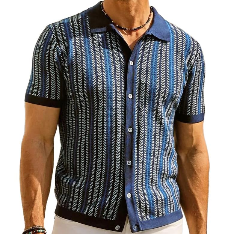 Polo de golf hommes pour un look décontracté chic en tricot à rayures