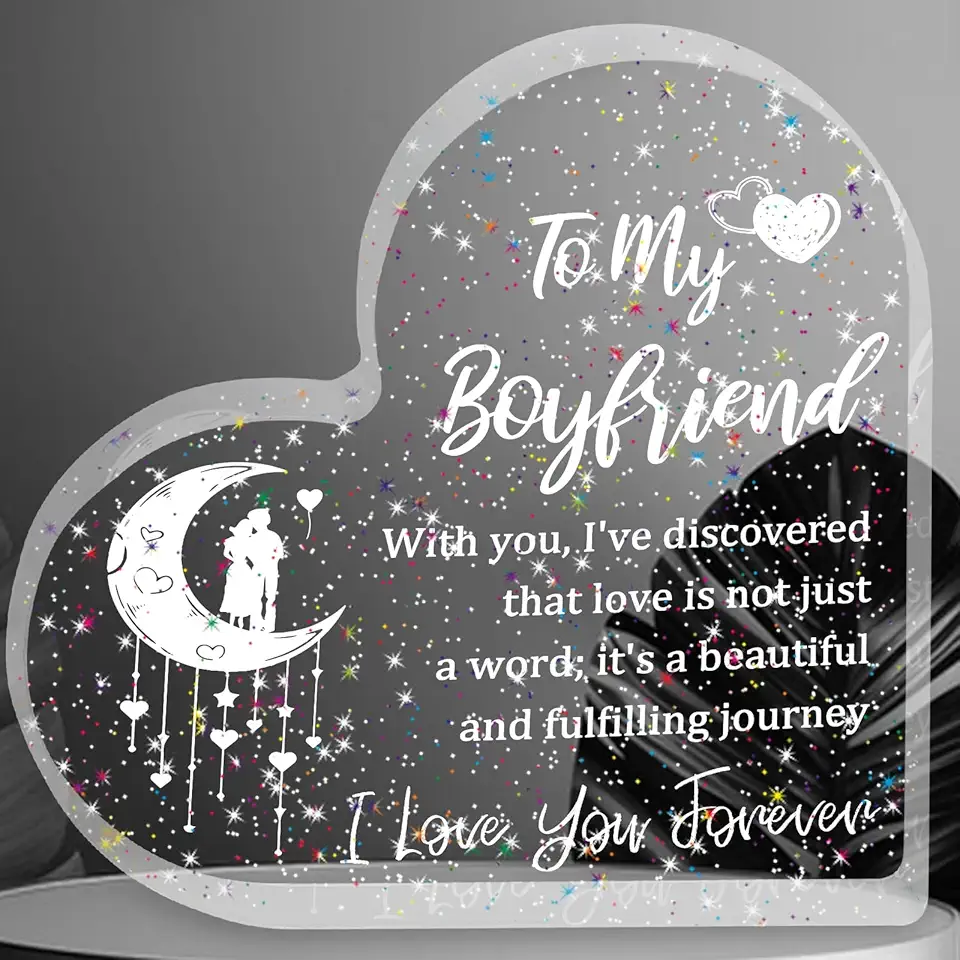 Presente de acrílico de coração para amigos presentes para namorado presente para marido presente de dia dos namorados para meu namorado com você, descobri que o amor não é apenas uma palavra, é uma