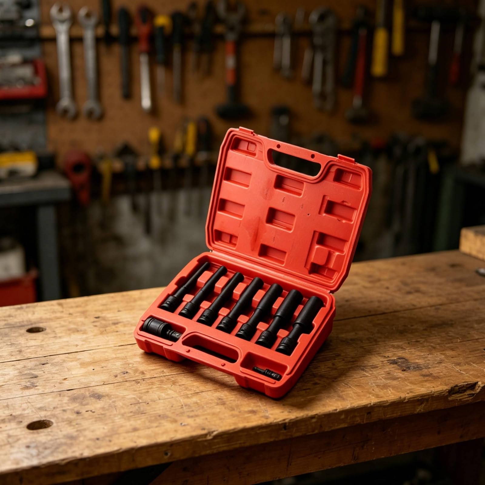 MagiDeal Jeu 9 Douilles à Chocs Extra Longues avec Adaptateurs et Joint Universel pour Clé à Choc Étanche en Acier au Vanadium pour Réparation Automobile et Entretien Pneus