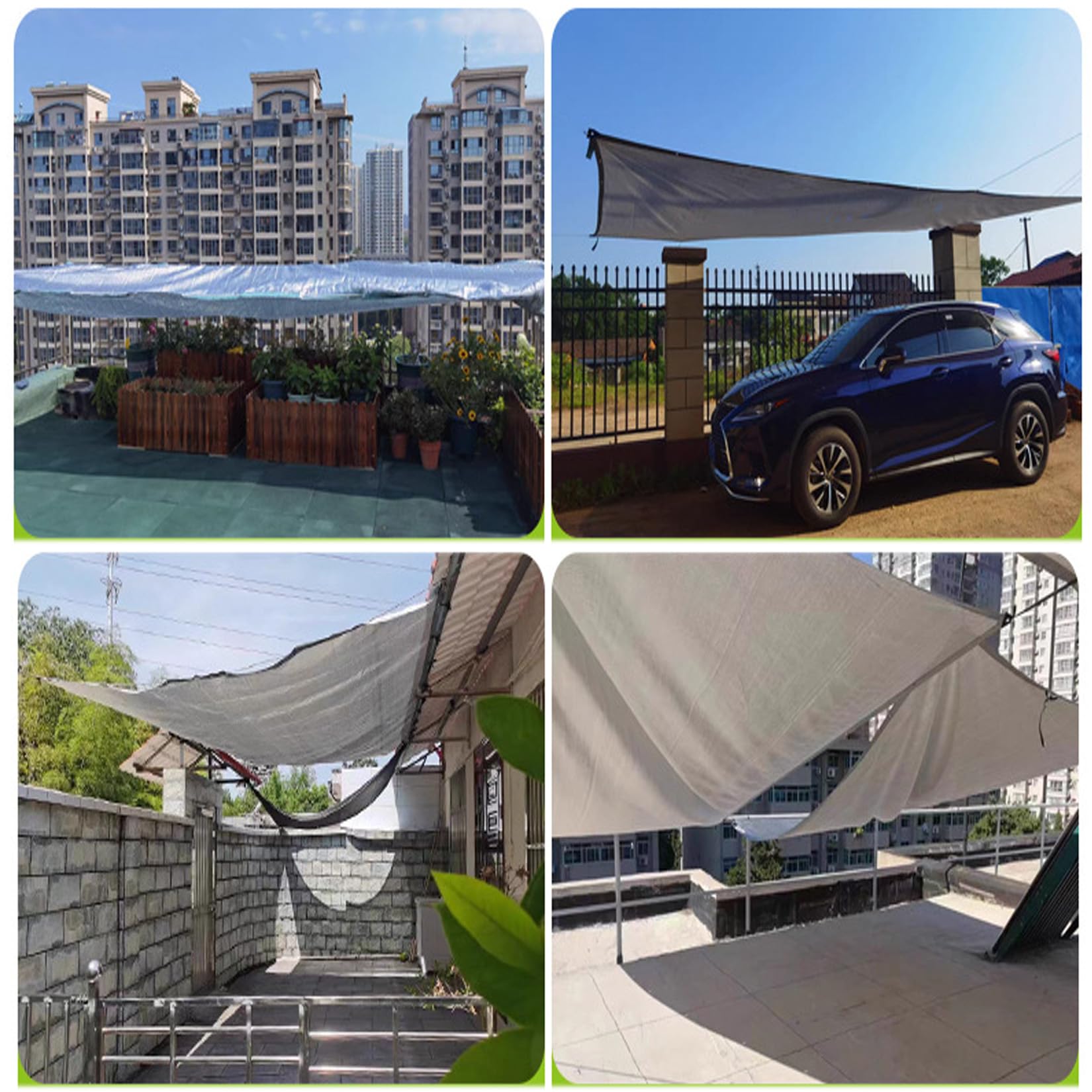 Schattiernetz 99% Aluminium,6x6m Silber Schattierungsnetz,Atmungsaktiv | Sonnenschutz Schattennetz mit Ösen,90% Shading Rate UV-Beschattungsnetz Sonnensegel für Auto Terrasse Garten Balkon