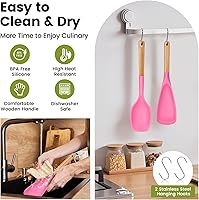 Vista 5 de Juego de cucharas de cocina de silicona grandes, 2 cucharas de servir resistentes al calor, espátula antiadherente multifunción para mezclar