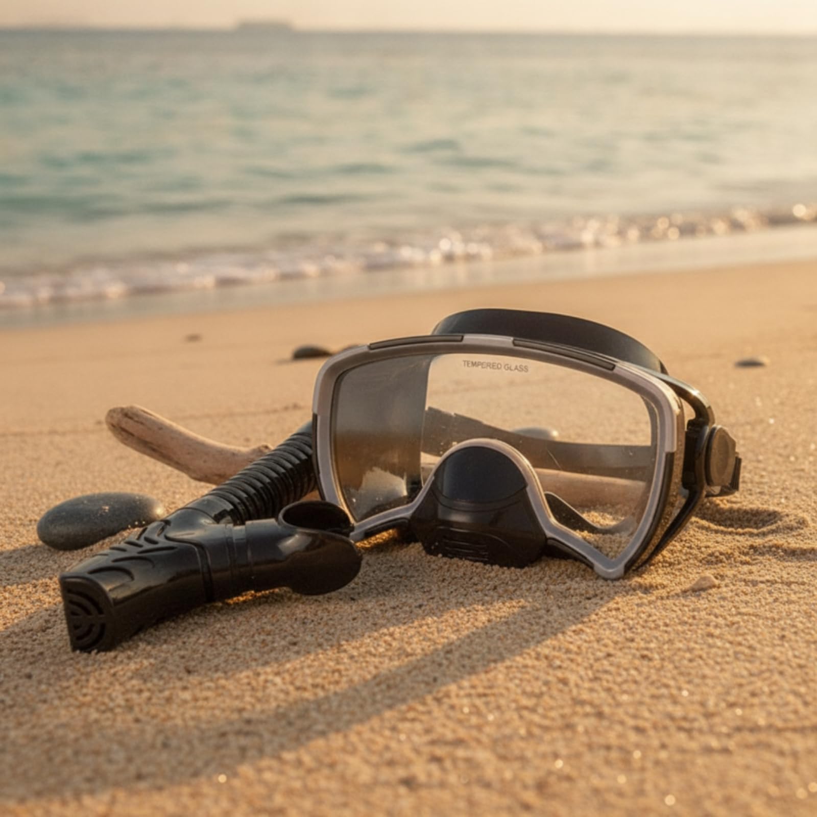 Amagogo Maschera Subacquea con Snorkel Set Maschera Snorkeling Boccaglio Lente in Vetro Temperato Cornice Robusta Cinturino Regolabile Fibbia Facile Rilascio