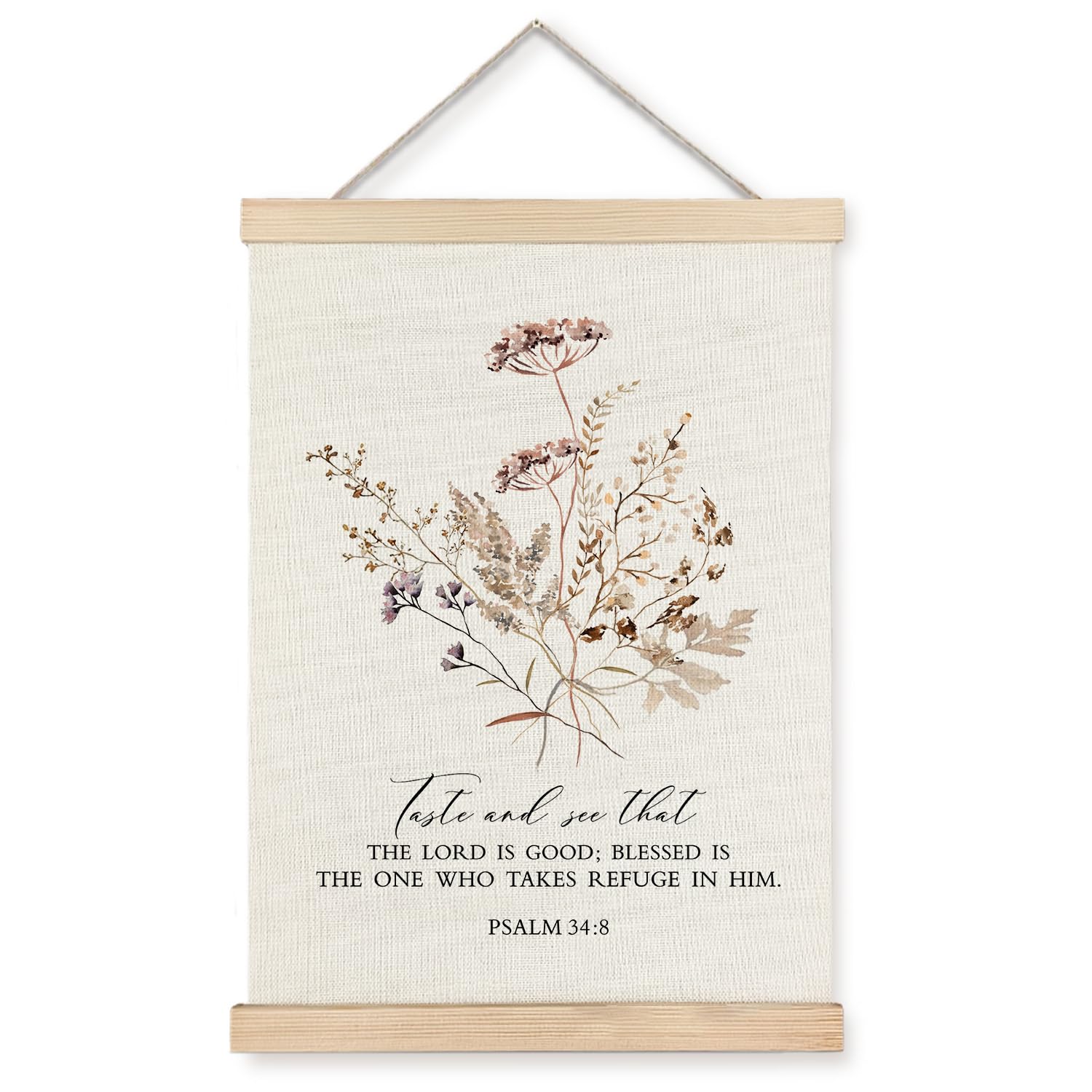 Supwhd Boho Floral Christian Wall Art with Wooden Poster Hanger, God is Good Bible Verses Posters Wall Art Decor, Christian Wall Decor for Home Room,