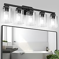 Vista 1 de BesLowe 31" 5-Light Bathroom Light Fixture, Modern Black Bathroom Vanity Light, Bathroom Lighting Fixtures Over Mirror, Matte Black Wall Socnce