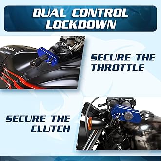 BigPantha Heavy Duty Motorcycle Grip Lock - Brake/Handlebar/Throttle Lock Secures Bike, Scooter, Moped, ATV in 5 Secs! - Anti Theft with Free Holster (Blue)