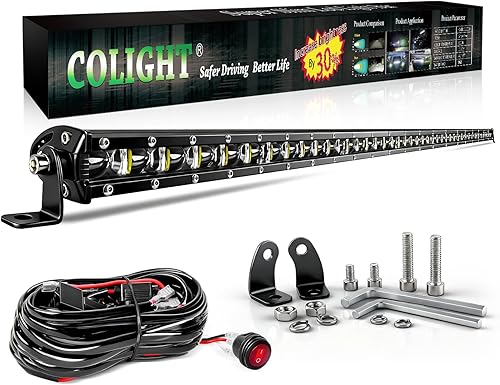 Vista 36 de DVISUV - Barra de luz LED delgada de 50 pulgadas, luz estroboscópica de doble color, barra de luz de una sola fila, reflectores 6D, luz antiniebla