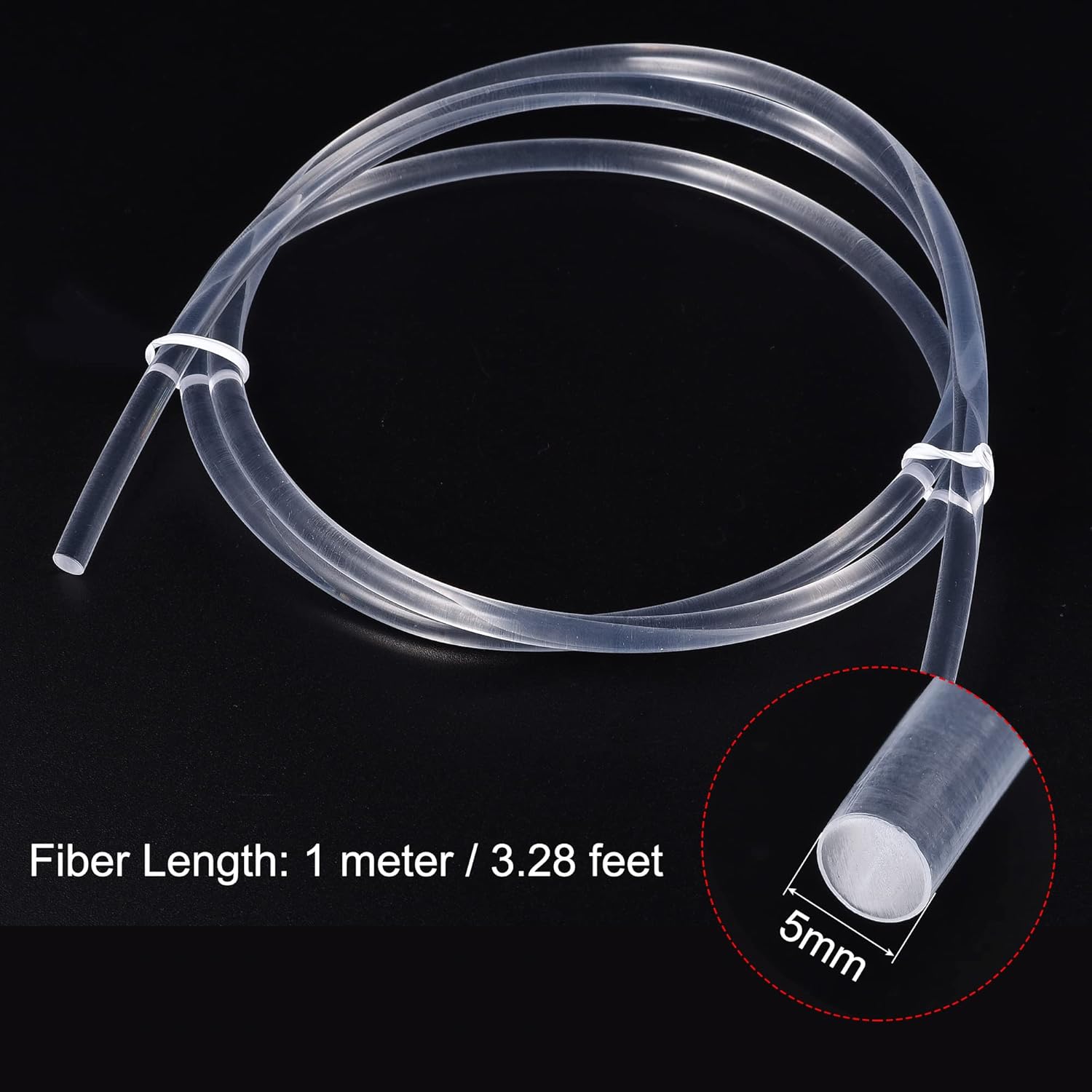 Generic PMMA Side Glow Fiber Optic Cable 5mm 1M for LED Light Guide in Home, Hotel