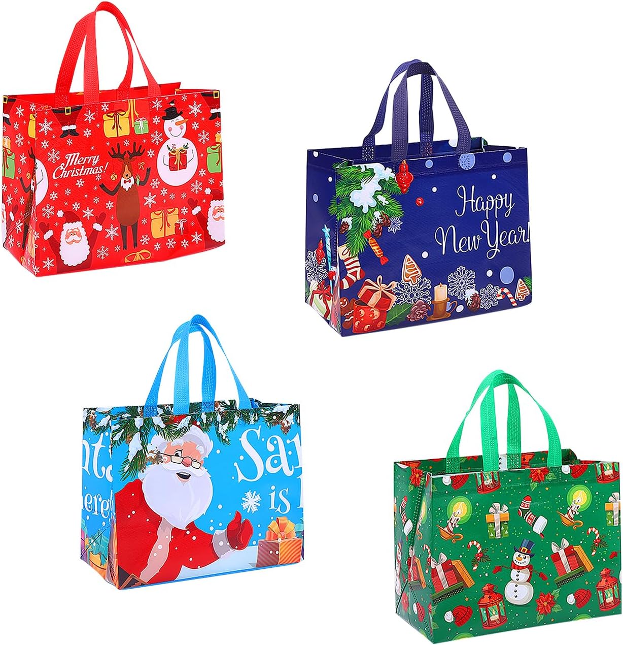 Rumyve 4Pcs Christmas Gift Bags with Handles - Extra Large Non-Woven