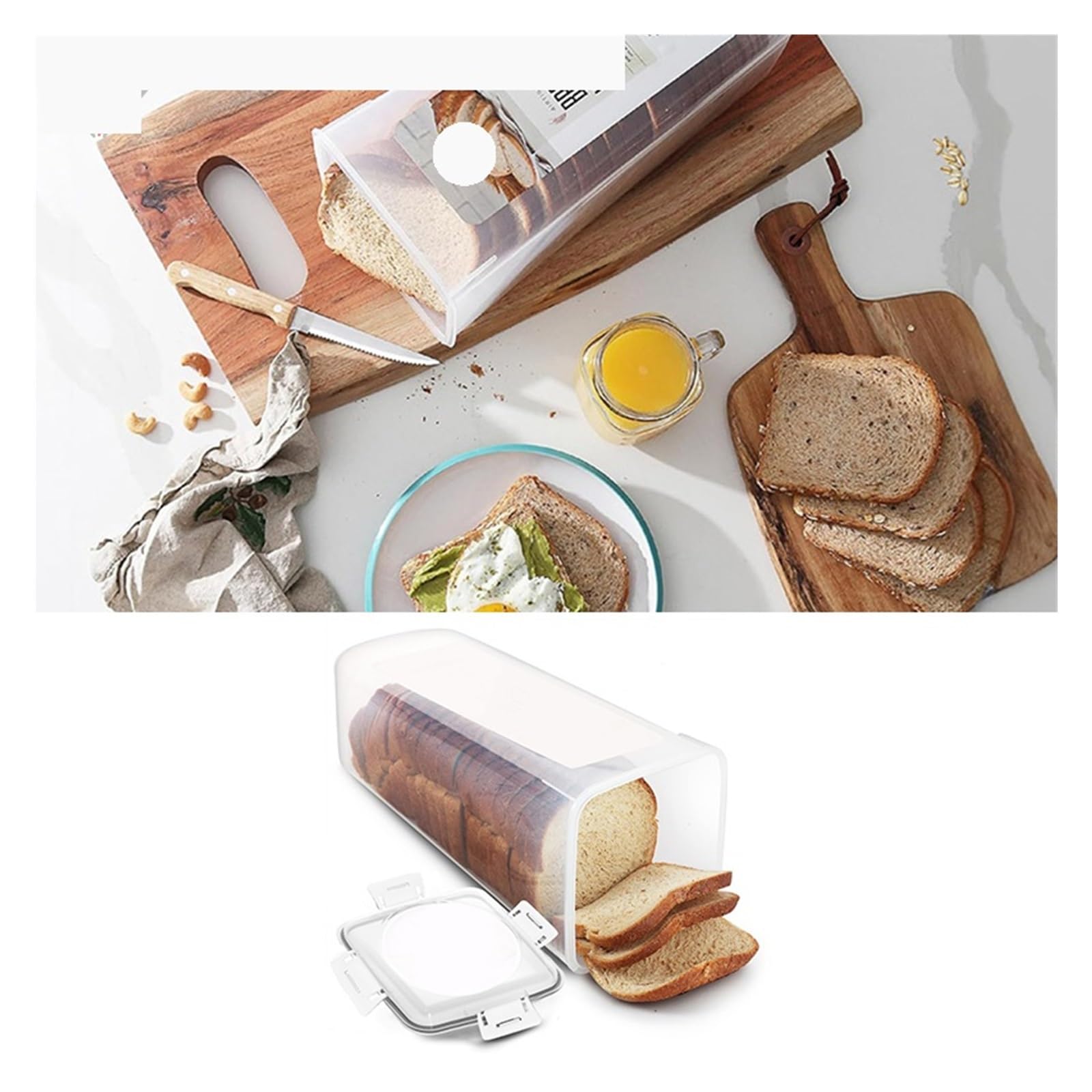 Contenedor For Pan, Panera Hermética Transparente Con Tapa, Soporte For De Sándwich For Casero, Protector Alto For Cocina