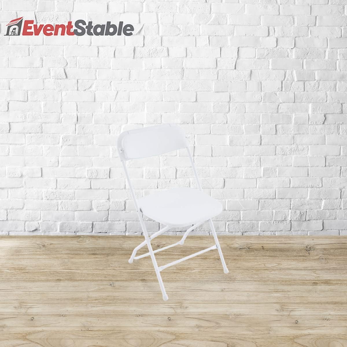 EventStable 100 TitanPRO™ Plastic Folding Chairs with 2 Dollies and 2 Ratchet Straps Bundle - White