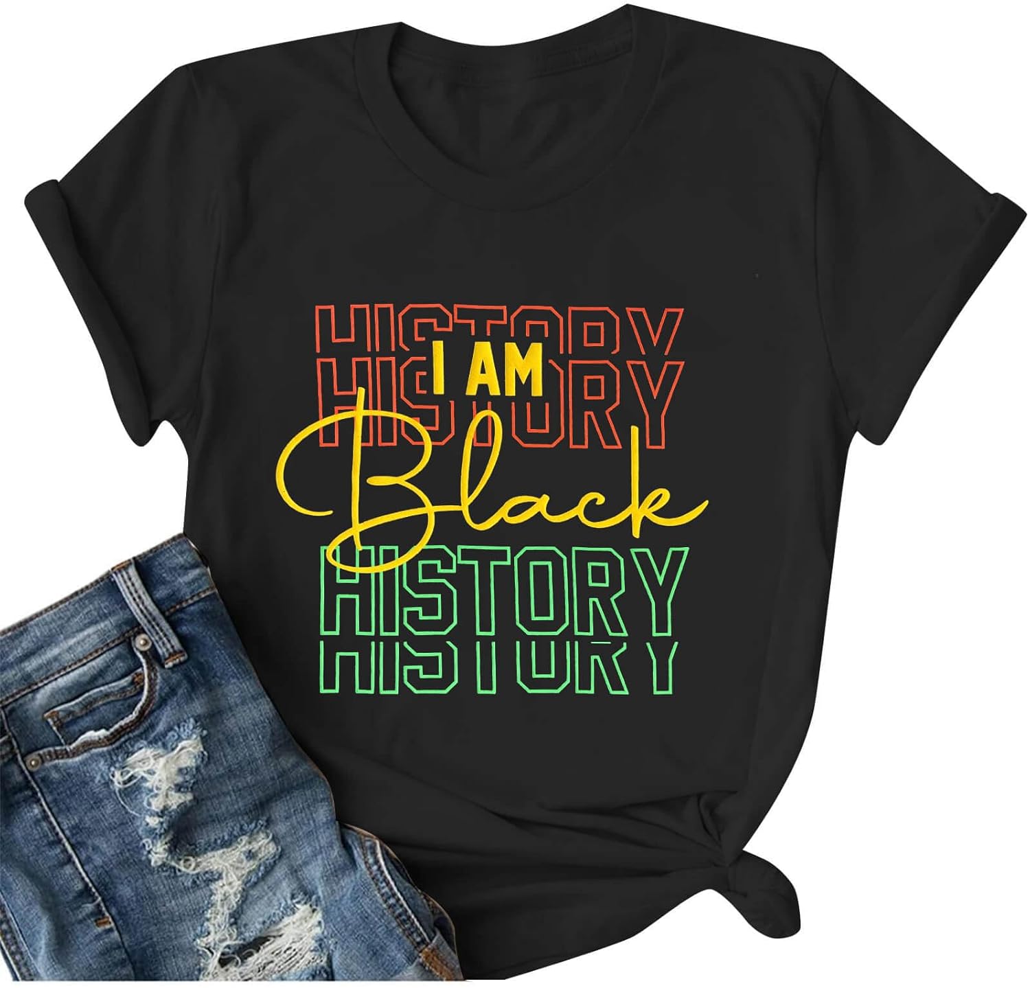 Black History Month Shirt for Women I Am Black History African American T-Shirt Juneteenth Tee Tops