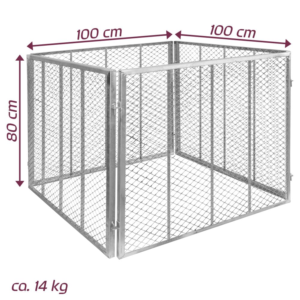 Kompostownik ze stali ocynkowanej, metalowy kompostownik, pojemnik na kompost, kratka kompostowa 100 x 100 x 80 cm, kratka ogrodowa, kompostownik