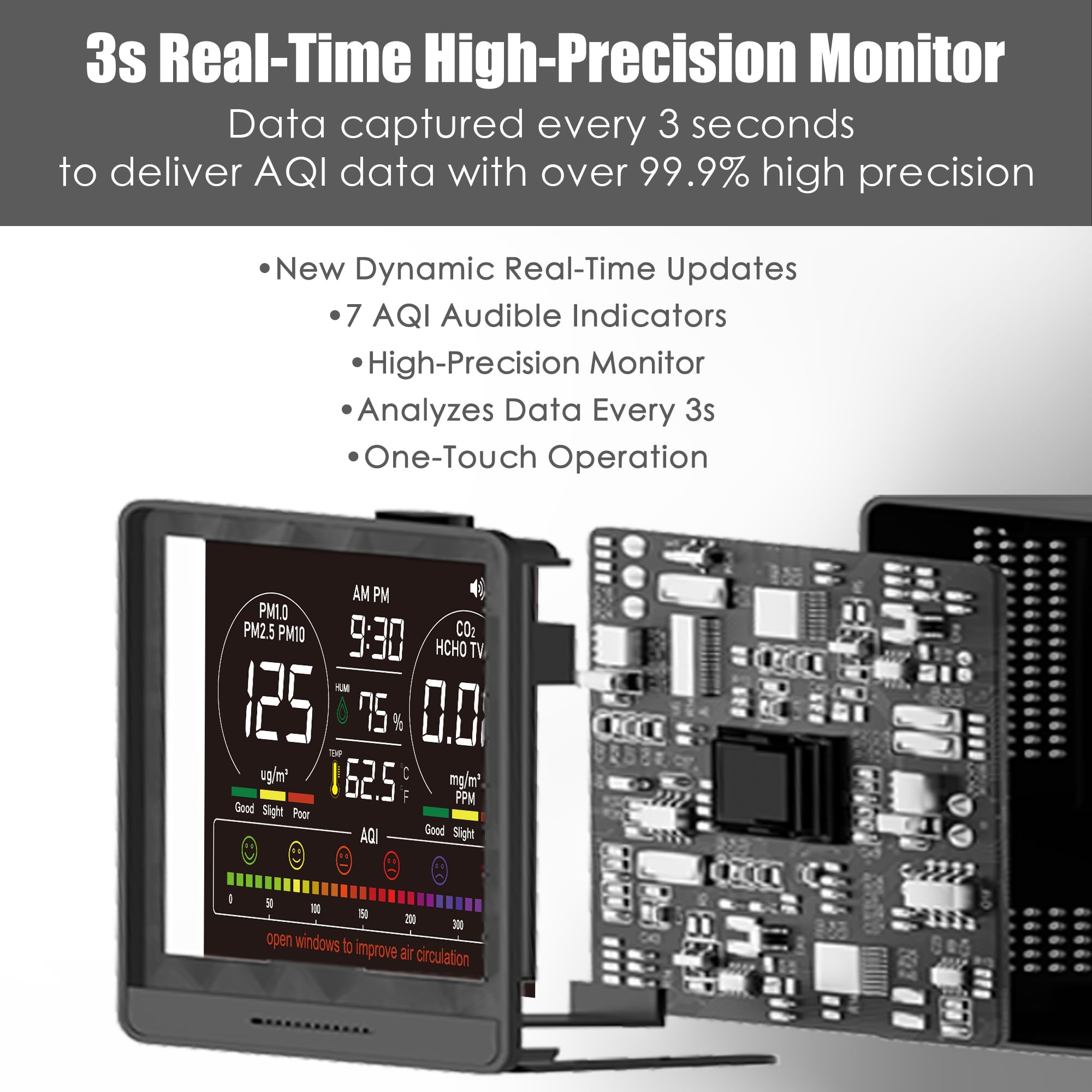 16-in-1 Indoor Air Quality Monitor, High-Precision Multi-Parameter Smart Air Quality Tester with HD Real-Time Color Screen, Portable Air Quality Monitor for Home, Office — Amazon image 4