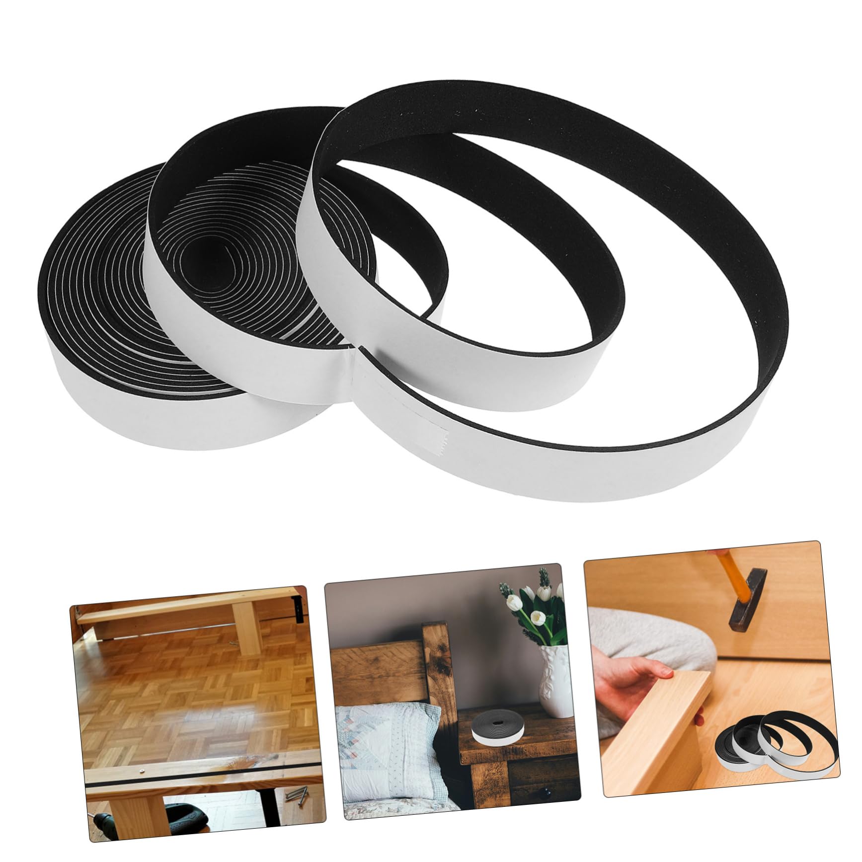 Operitacx 5 Series Tira Antisonido Cinta De Insonorización Adhesivo Tira De Sellado Poroso Cinta Gruesa A Prueba De Golpes Tiras De Sellado De Puertas El Plastico Negro 2 Rollos*5