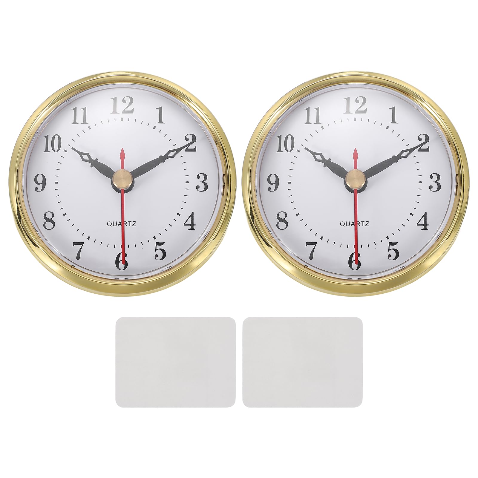 PATIKIL 2 Set Classic Clock Movement, 3.1 Inch/80mm Quartz Movement Insert for Office Home Decor Replacement DIY, Gold (Arabic Numerals,Carved Copper)