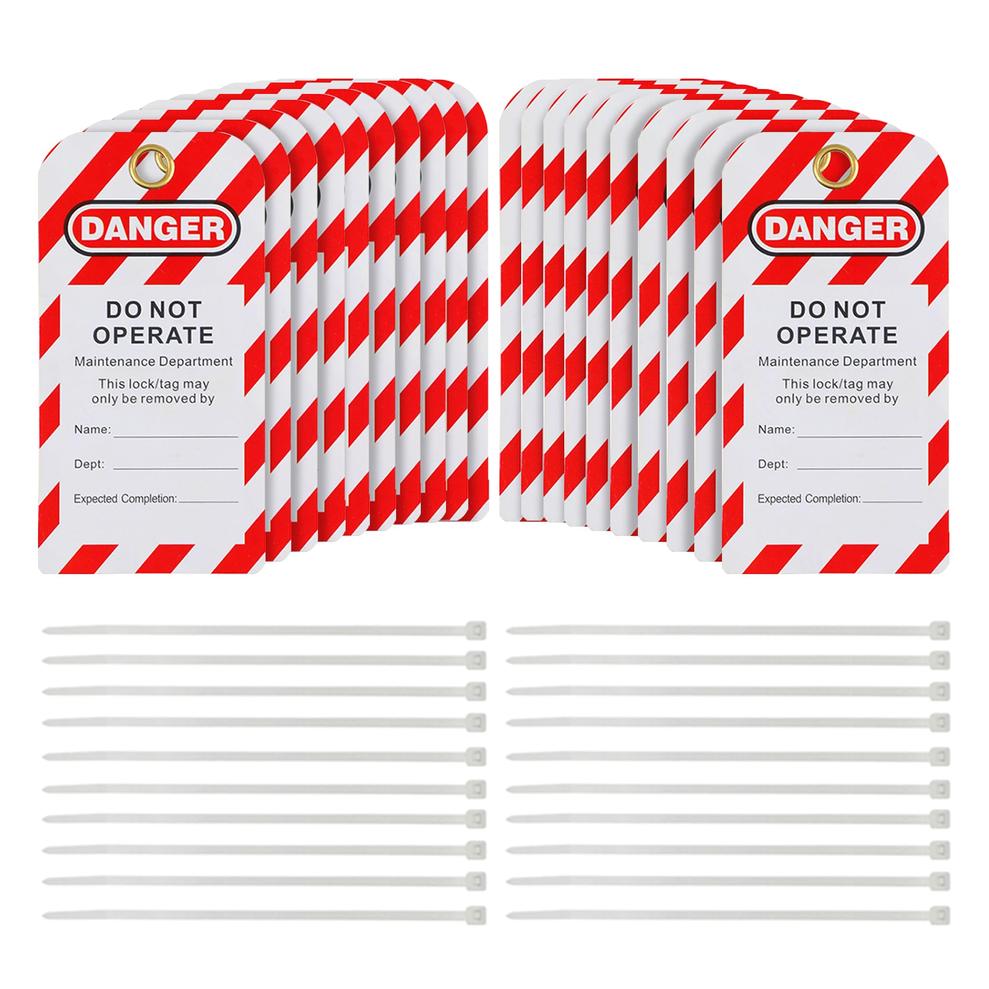 HiLKCO 20 Pack Lockout Tagout Tags OSHA Compliant Loto with 20 Zip Ties Do Not Operate Tags Electrical Equipment Repair