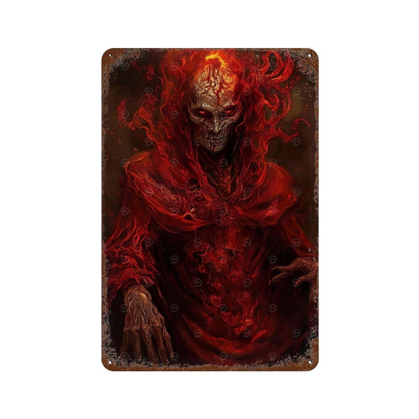 Garage Style The Devil Inside Aged Metal Wall Plaque 11.8"x7.9", Novelty Wall Decor for Bar And Workshop