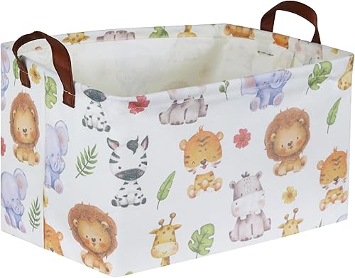 Contenedores rectangulares de almacenamiento para niños, organizador de cesta de bebé. Cesta impermeable con revestimiento de polietileno con asas.