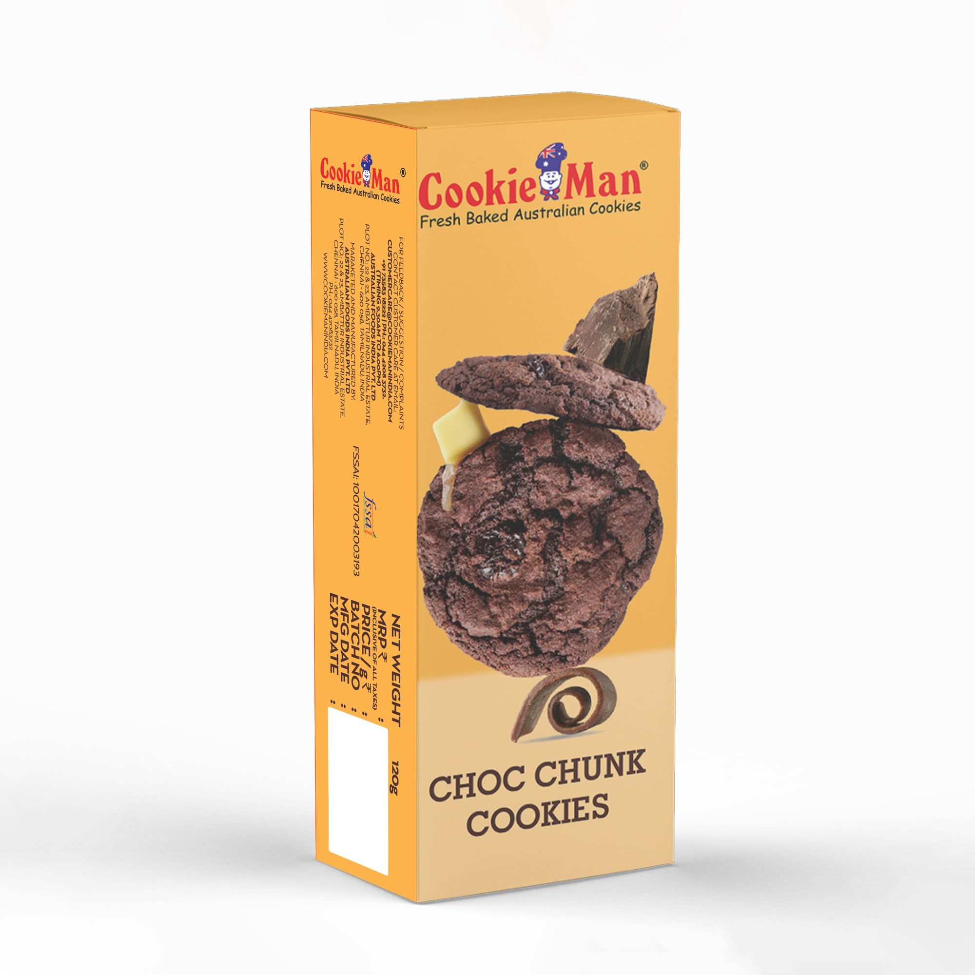 CookieMan Rich Choco Chunk Chocolate Cookies - 120g (B098QHJJMH) Amazon Price History, Amazon Price Tracker