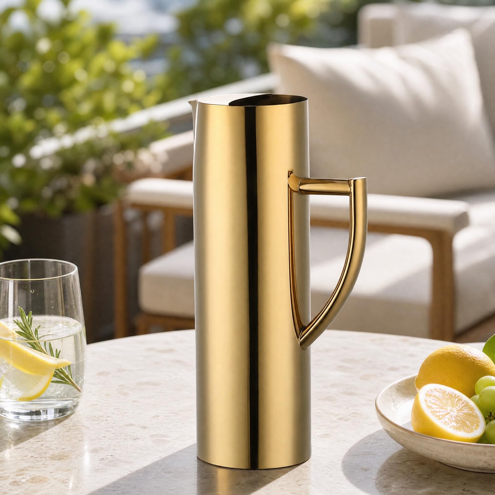 Brocca Cilindrica in Acciaio Inox a Versamento Facile Brocca con Finitura Pratica da Usare con Beccuccio Piatto per Bar, Ristorante, 1L