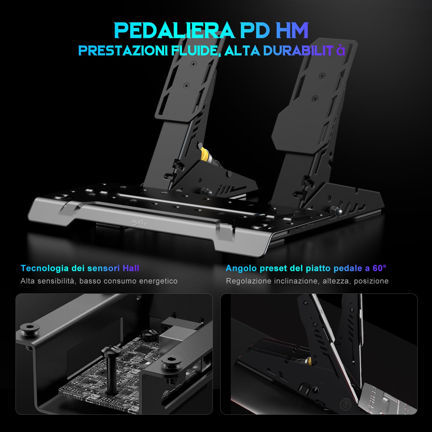PXN VD6 Kit Volante per Sim Racing 6Nm – Base Servo a Bassa Inerzia, Volante da Corsa W AS, Pedaliera PD HM con Sensore Hall e Morsetto da Scrivania – Compatibile solo con PC Windows 7–11