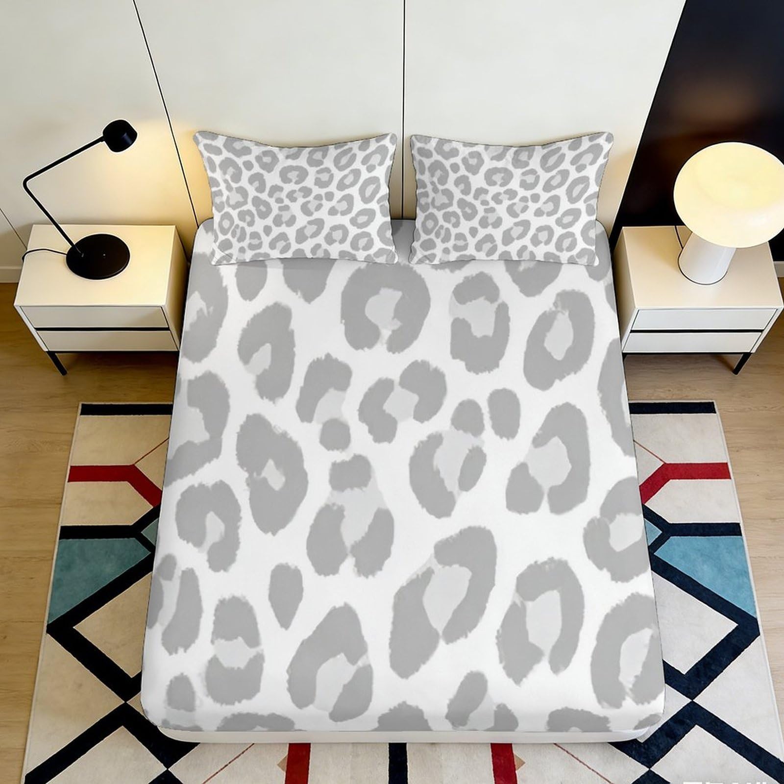 3D Printed Cute Cat Fitted Sheet Microfiber Deep Pocket Non-Slip Cat Bedroom Bedding Mattress Fitted Cover for All Ages 90x200x25cm