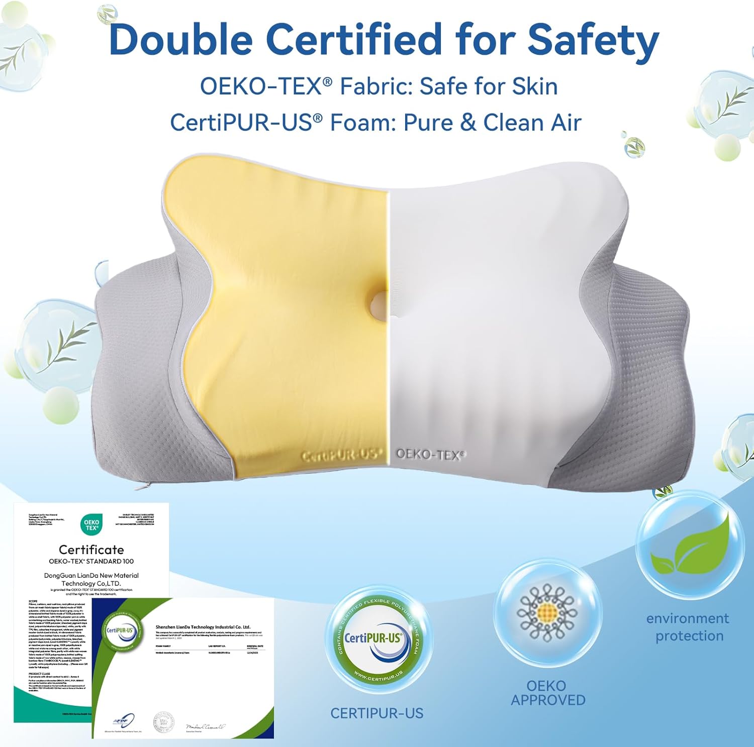 Ergonomic Memory Foam Pillow: Cervical Support for Neck Pain Relief & Spine Alignment, Breathable Cooling Pillowcase for Side and Back Sleepers - Hypoallergenic, Odorless (White) - Image 8