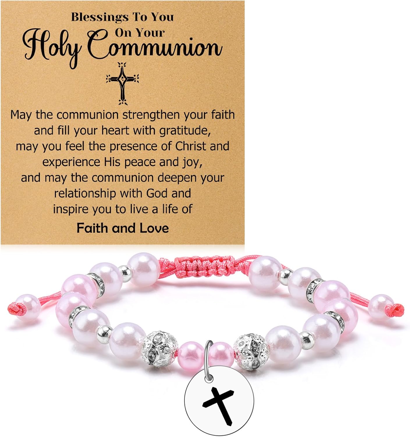 Goddaughter Gifts for Women Baptism Bead Bracelet for Her Goddaughter Godchild Beaded Bracelet Graduation First Communion Baptism Easter Confirmation Gifts for Daughter Sister Niece Stretch Jewelry