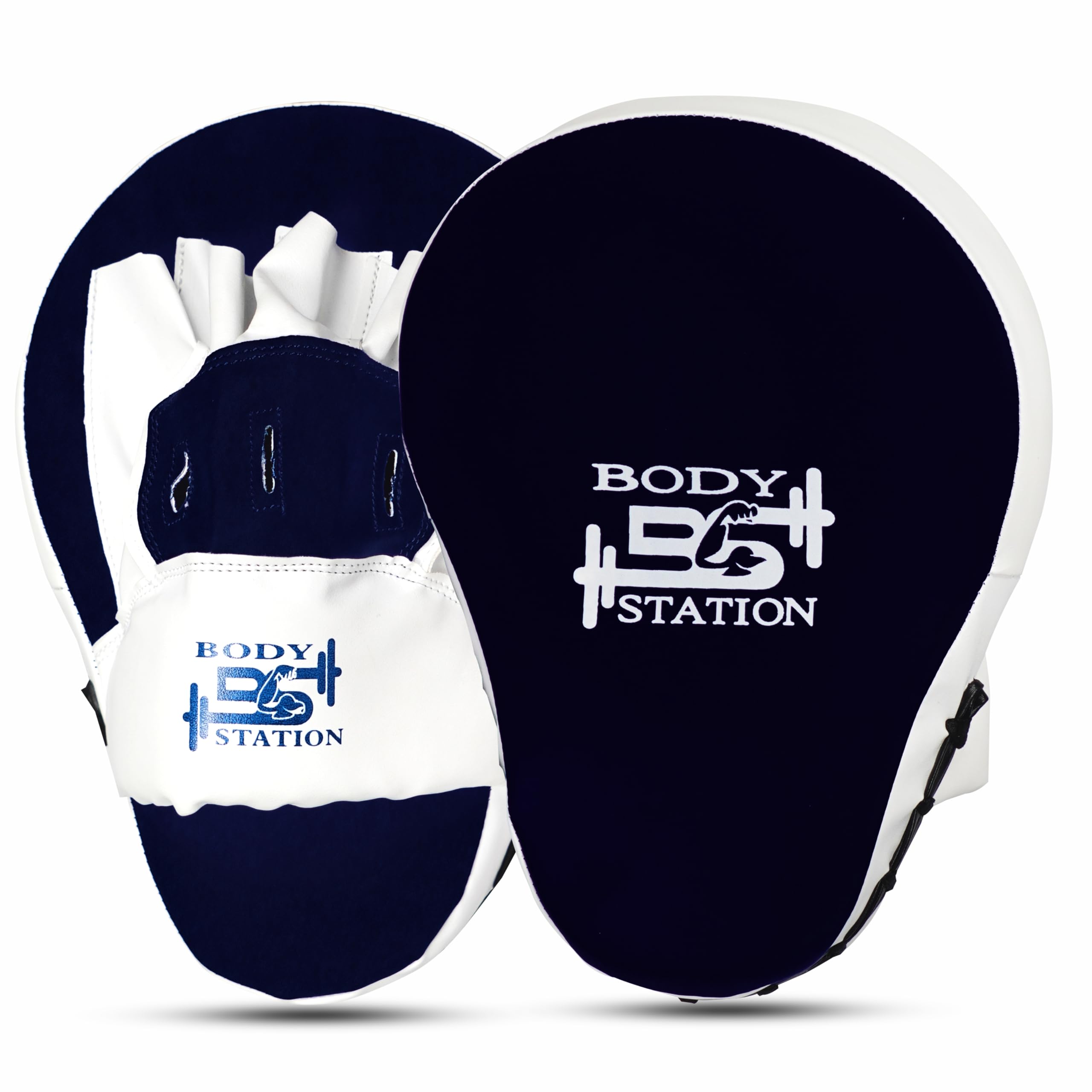 Bodystation Curved Focus Pad for Boxing, MMA, Karate, Taekwondo, Muay Thai, Kickboxing, Wushu, Aerobics Punch Mitts for Martial Arts Training, Bag Punching & Practice (Blue & White)-image-49