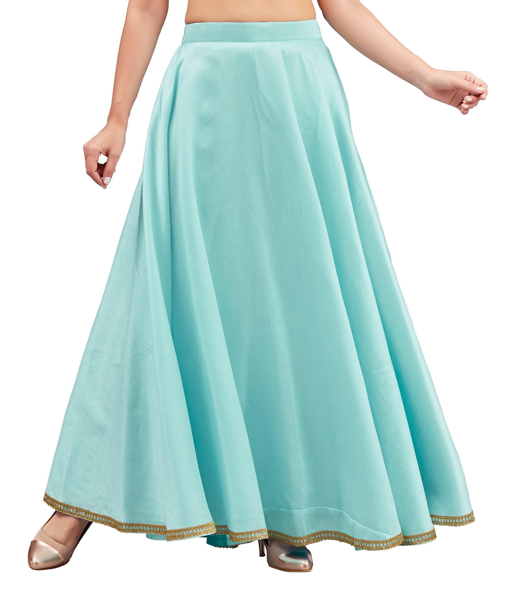 Studio Shringaar Women's Poly Silk Skirt/Lehenga With 8 Meters Maxi Flare (Double Ghera)