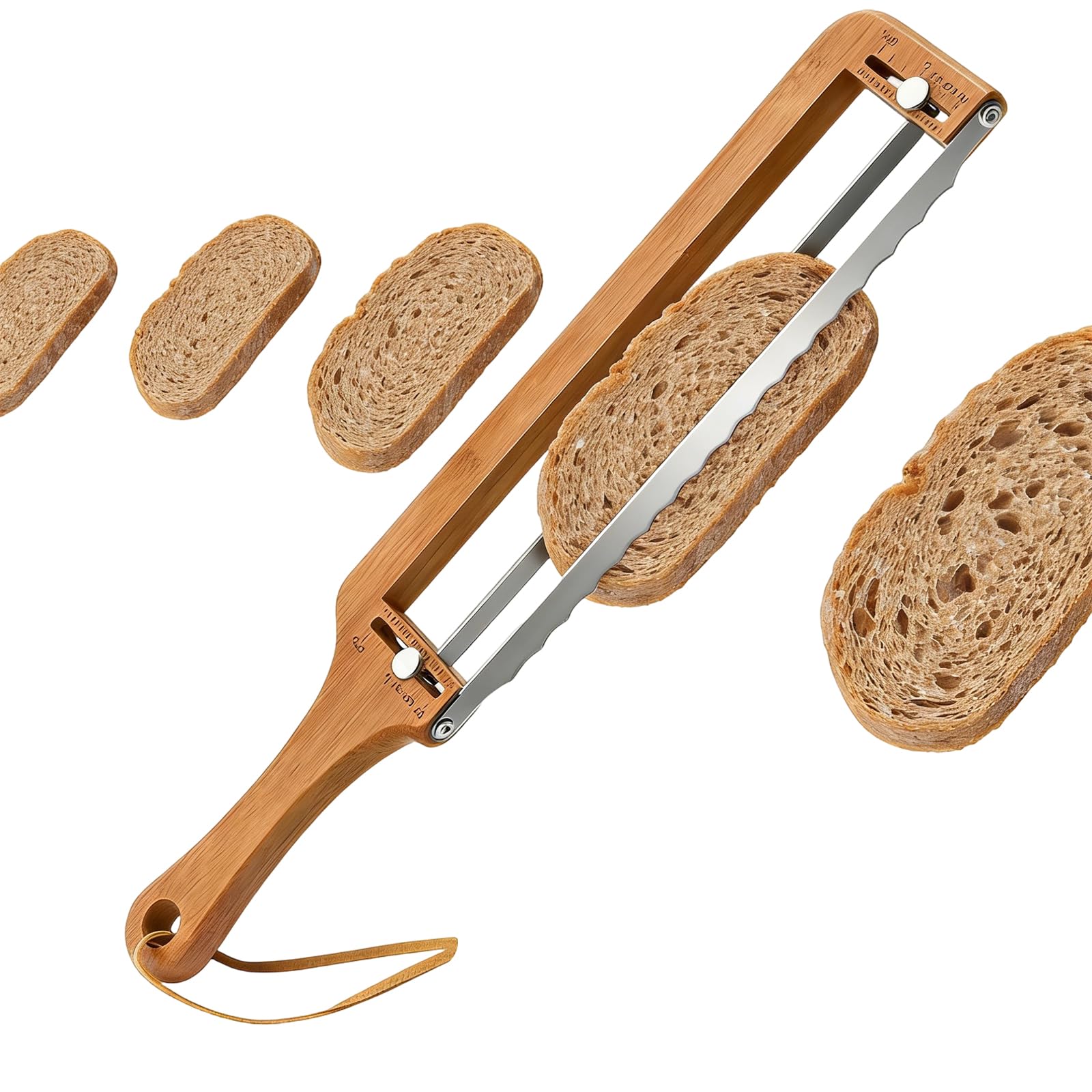 Coltello da Pane Professionale a Doppia Lama Seghettata 28 cm, Tagliapane Manuale con Manico in Legno per Pane, Filoni e Panettone, Affilato e Precisione