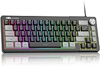 Vista 10 de MageGee Teclado mini 60% para juegos, retroiluminado RGB de 61 teclas ultra compacto, TS91 ergonómico, impermeable, sensación mecánica, teclados