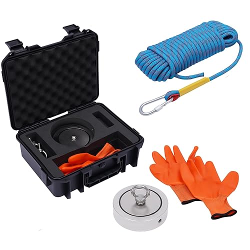 Kit de pesca con imán de doble cara de 4000 libras, imán de pesca con fuerza de tracción fuerte con cuerda y estuche para río, lago, playa, súper