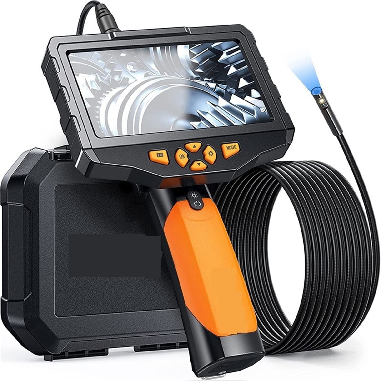 Inspection et analyse Caméra d'inspection, endoscope à double objectif Caméra endoscope de 5 pouces Diamètre de l'objectif de 7,6 mm avec câble de 1 m