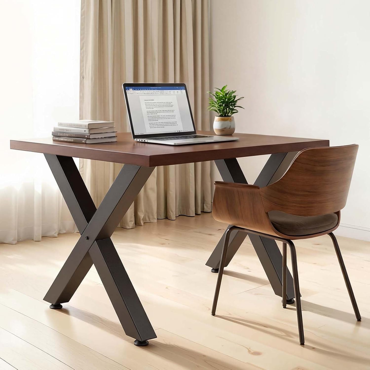 VEVOR Table Legs, 29.5" H x 29.9" W Steel Furniture Legs, Modular Design, Easy Assembly, 2204 lbs Max Load Heavy Duty, for Home Office Desk, Coffee Dinner Bar Tables, Workbench,2 PCS, X Frame, Black