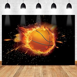 Flame Basketball Party Backdrop Basketball Game Photo Background MEETSIOY Black Studio Props Banner Birthday Party Supplies Photography Backdrop 5x3ft BJZSMT13