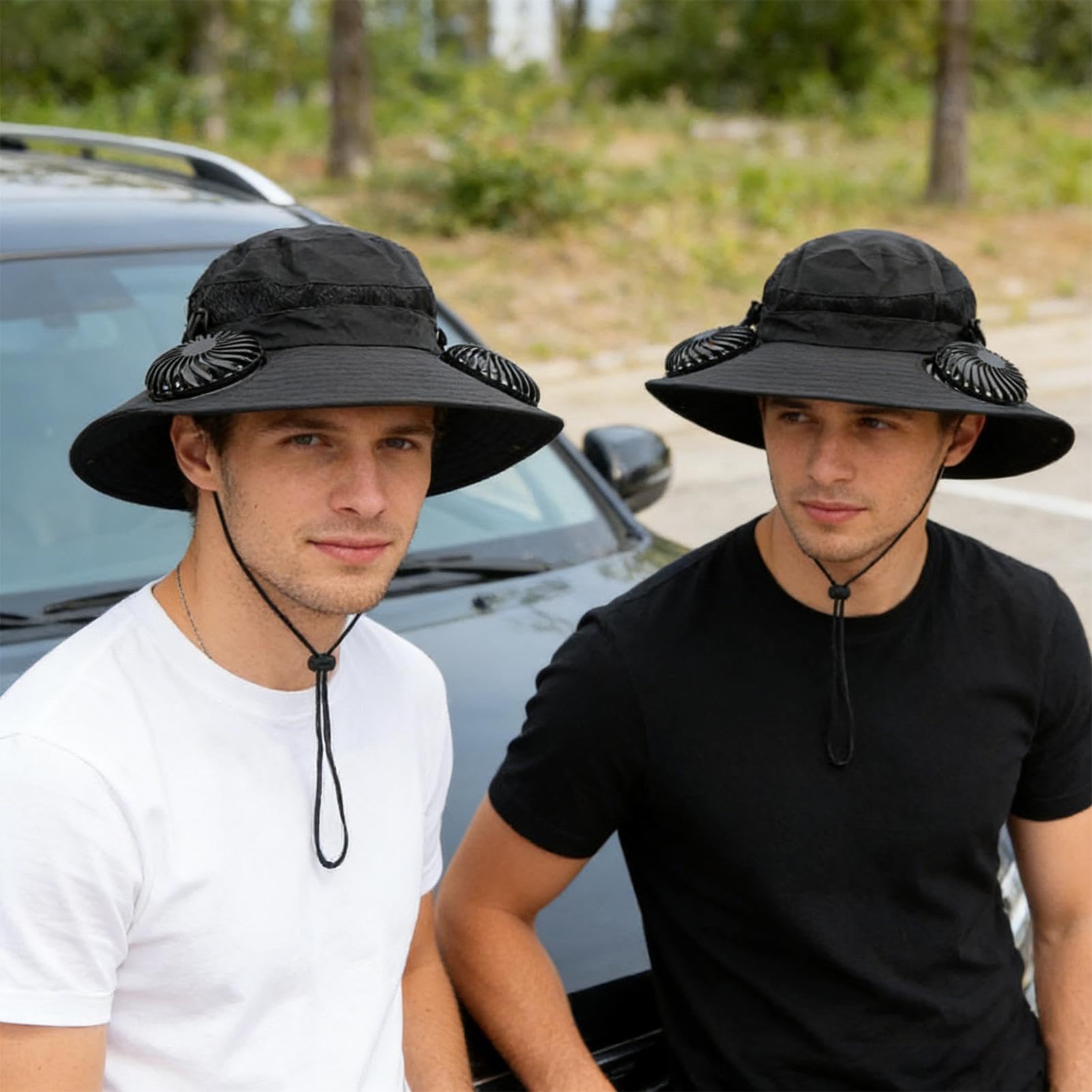 Cappello estivo a tesa larga, con visiera ricaricabile tramite USB, per esterni, elegante, funzionale, da pesca, da uomo, papà, pescatore, escursionismo, spiaggia, giardinaggio, multiuso, per interni