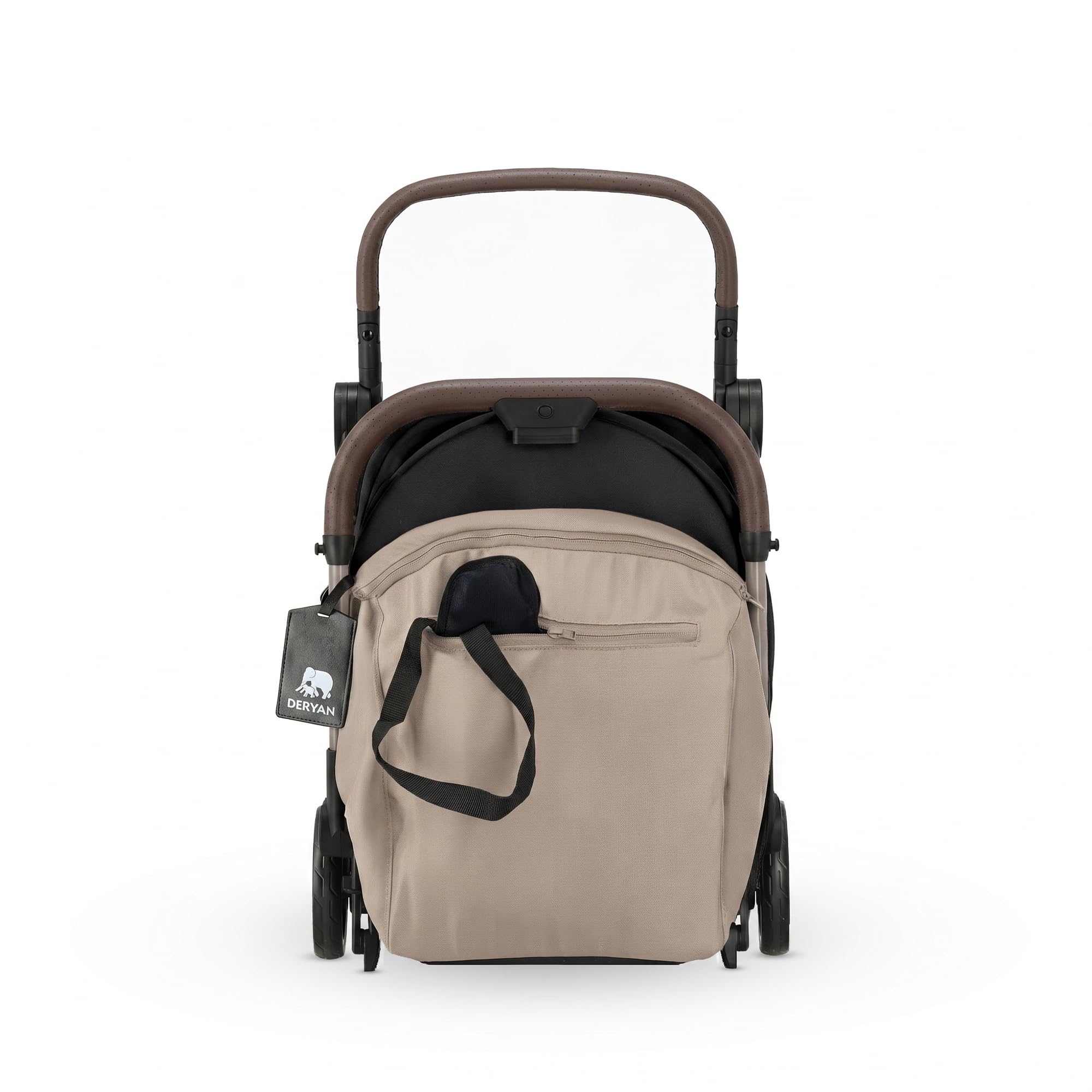 Deryan Air Reisebuggy Kinderwagen fürs Flugzeug-Handgepäck - Ultraleichter kompakter Buggy bis 22 kg (0-4 Jahre), faltbarer Kinderbuggy mit Transporttasche, UPF 50+ Sonnendach, Liegefunktion, Nougat