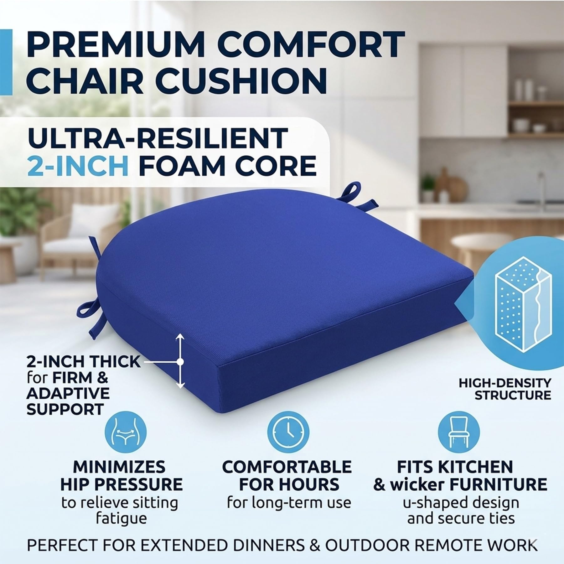 Cuscino Ergonomico A Forma Di U per Sedie Da Interno Ed Esterno, L'imbottitura In Schiuma Ad Alta Resilienza Offre Comfort Tutto Il Giorno per Sedie Da Pranzo E Mobili Da Patio In Rattan