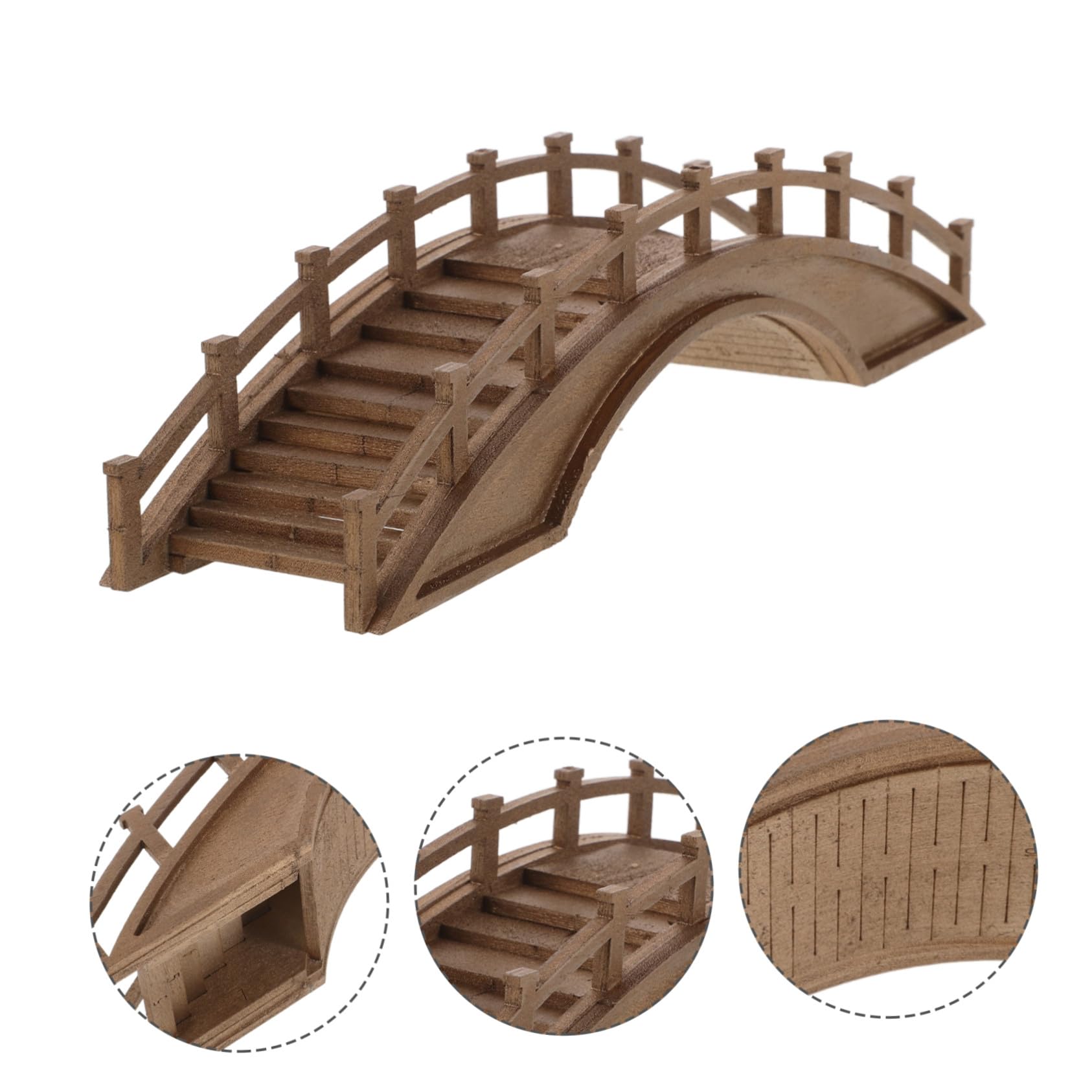 Miniatur Holzbogenbrücke Gartendekor Holz Modellbrücke für Mikrolandschaften Garten Terrasse Außendekoration