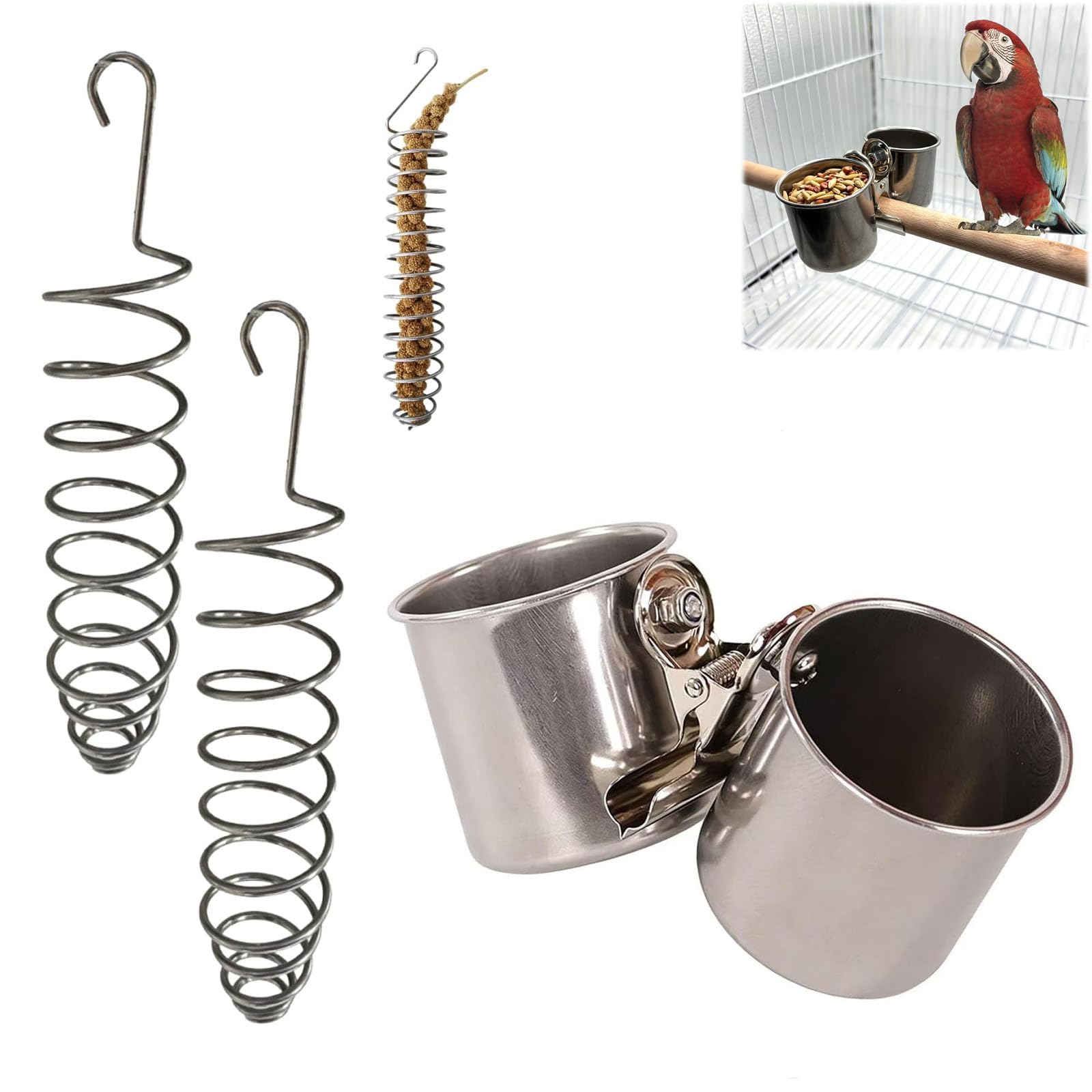 3PCS Bird Feeder, Bird Water Bowl and Food Dish, Bird Cage Accessories for Active Birds and Multi-Pet Households, Travel-Friendly Design for Easy Cleaning and Maintenance-image-34