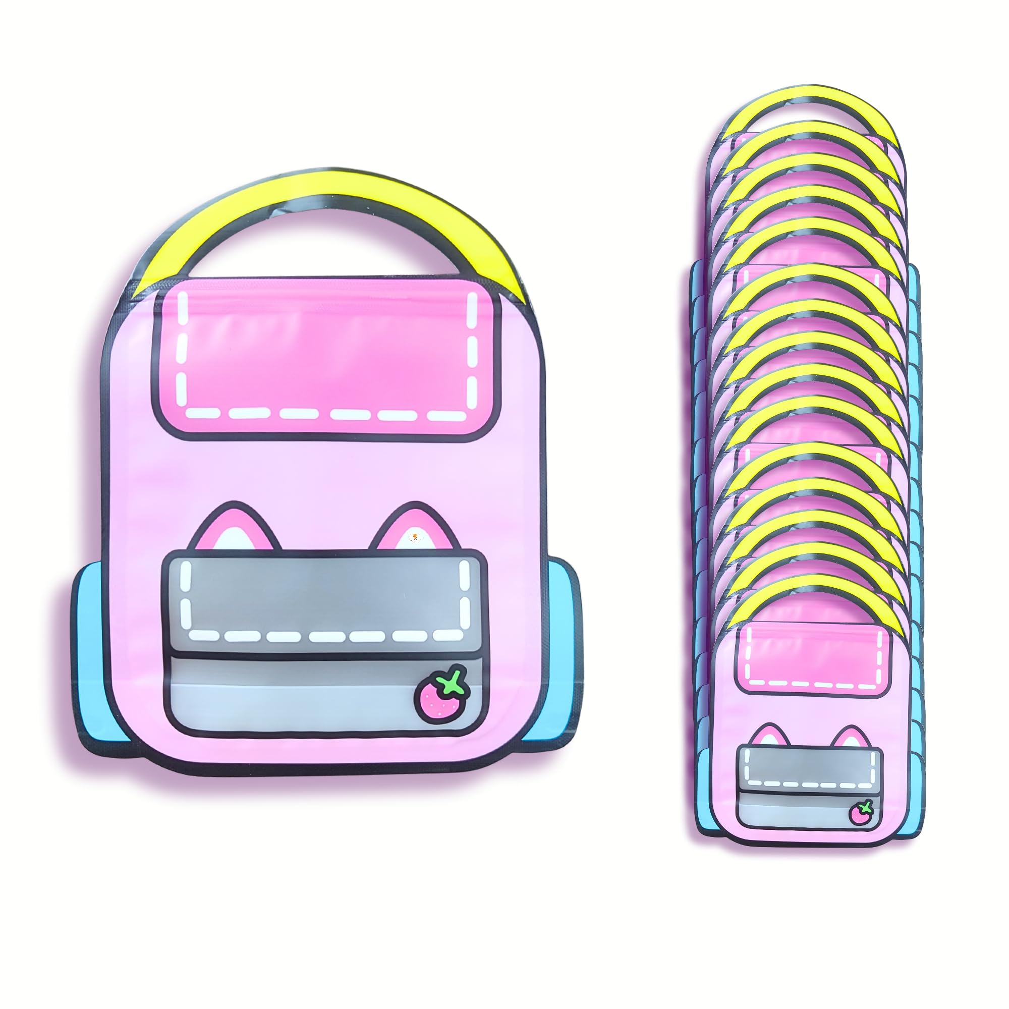 The Cubby Cart Pack of 15 Backpack-Shaped Return Gift Pouches for Kids | Party Favor Bags for Birthday, Diwali, Rakhi, Kanjak | Goodie Bags (21x18cm) (Pink)-image-24