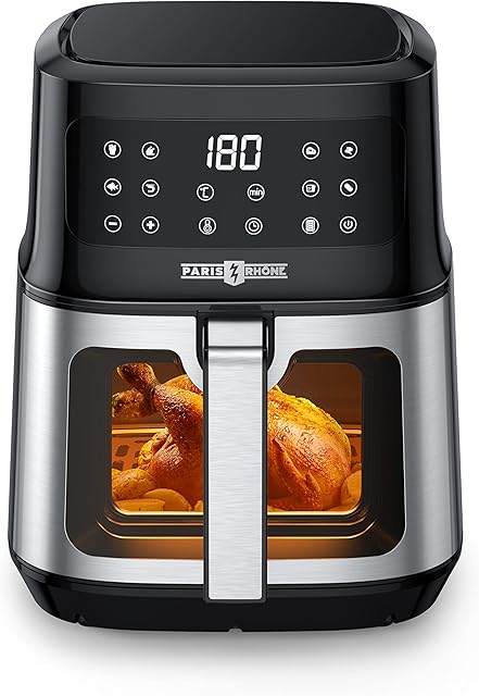Air Fryer, PARIS RHÔNE Air Fryers with Rapid Air Circulation, 1200W Oilless Oven with 8 Presets, 5L Capacity, LED Touch Control, Timer/Temp Control, Visual Cooking Window, Nonstick & Dishwasher-Safe